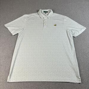 Masters Polo Mens XL White Golf Augusta National Flags Signs Lightweight Peru